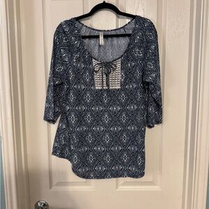 Blue Geometric Blouse
